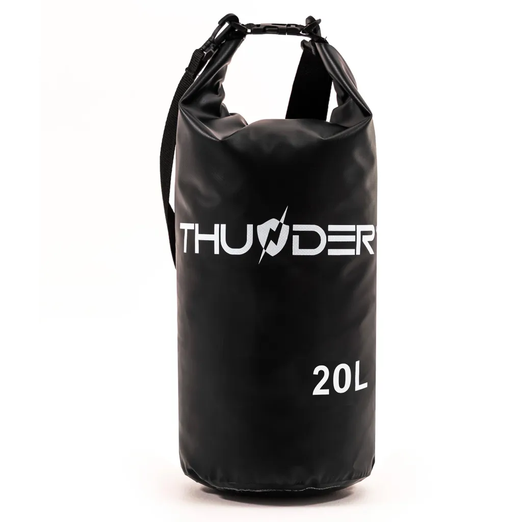 THUNDER® Dry Bag 20L Noir - Sac étanche PVC à enroulement pour kayak