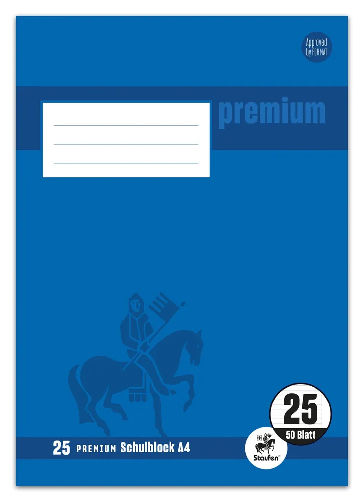 Lot de 2 blocs-notes A4 lignés avec marge 50 pages 90g Premium Lin 25