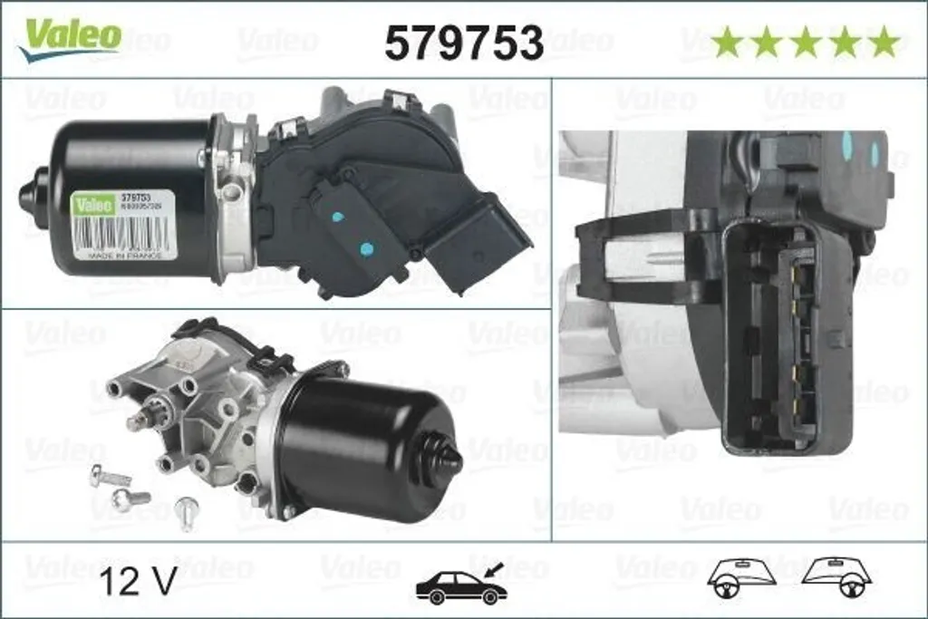 Moteur d'Essuie-Glace Avant Valeo 579753 avec Mécanisme Silencieux