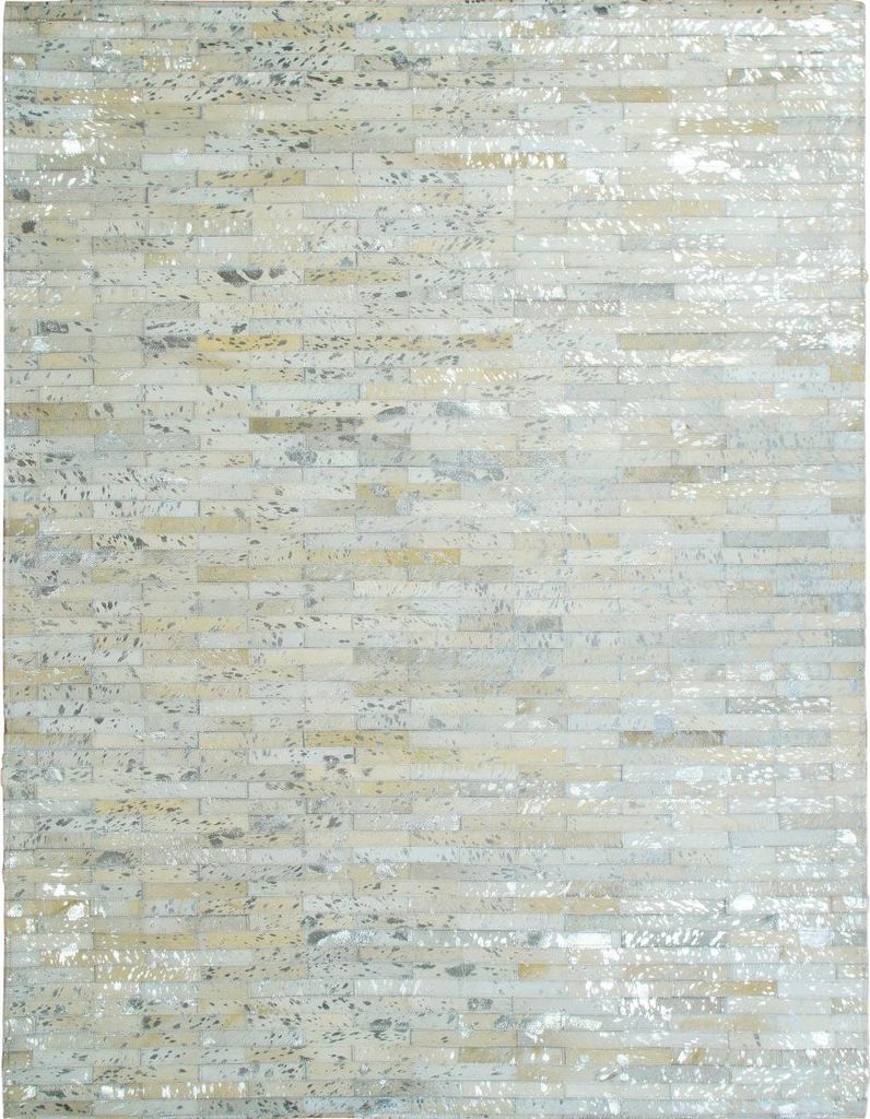 Teppich aus recyceltem Naturleder Grau-Silber 120x170