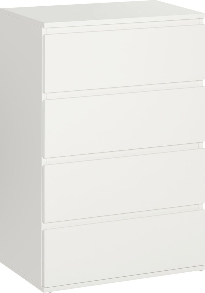 HOMCOM Kommode Schubladenschrank Sideboard mit 4 Schubladen, Büroschrank mit kippsicheren Zuglaschen, für Wohnzimmer, Schlafzimmer, Weiß, 55 x 3...