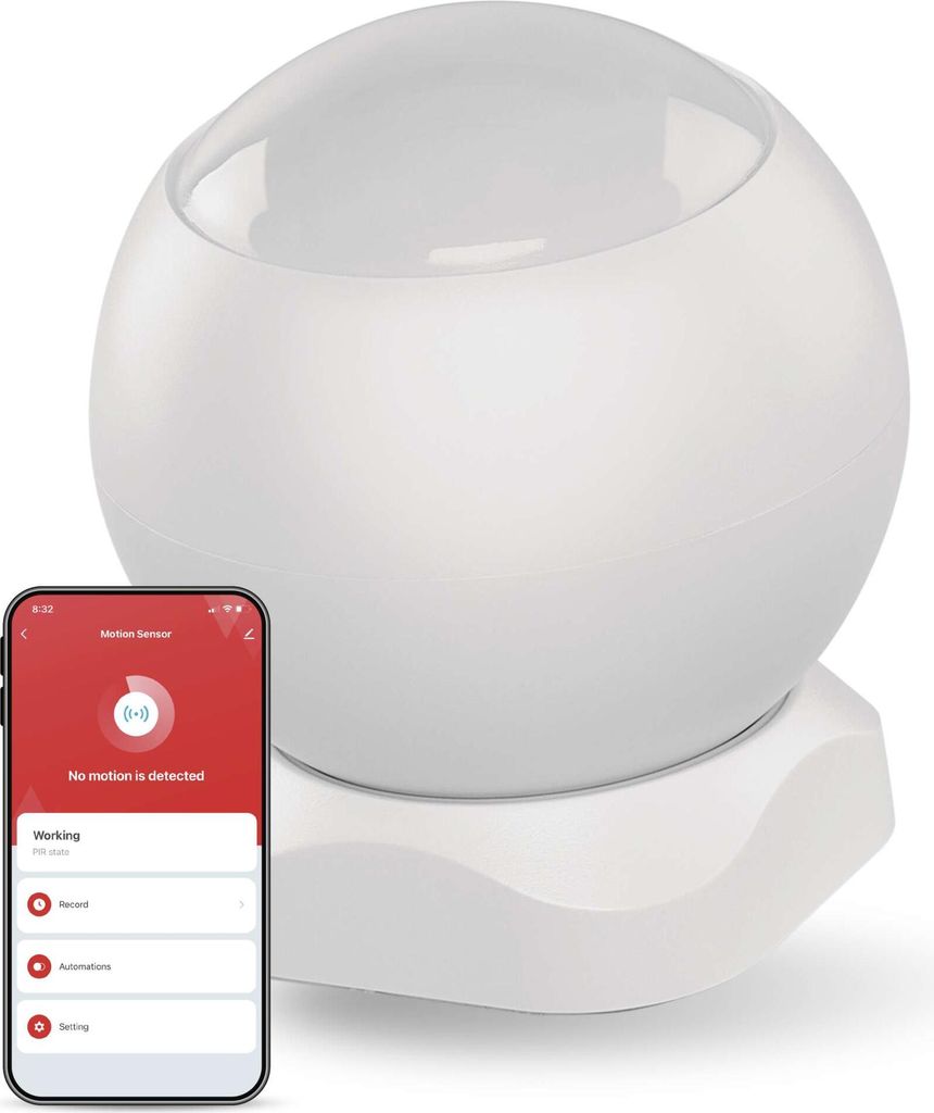 EMOS GoSmart - Smart Home PIR Bewegungssensor mit App - Zigbee - 8m / 90° - kabellos - magnetischer Halter, 3M-Klebeband, inkl. Batterie, H5020