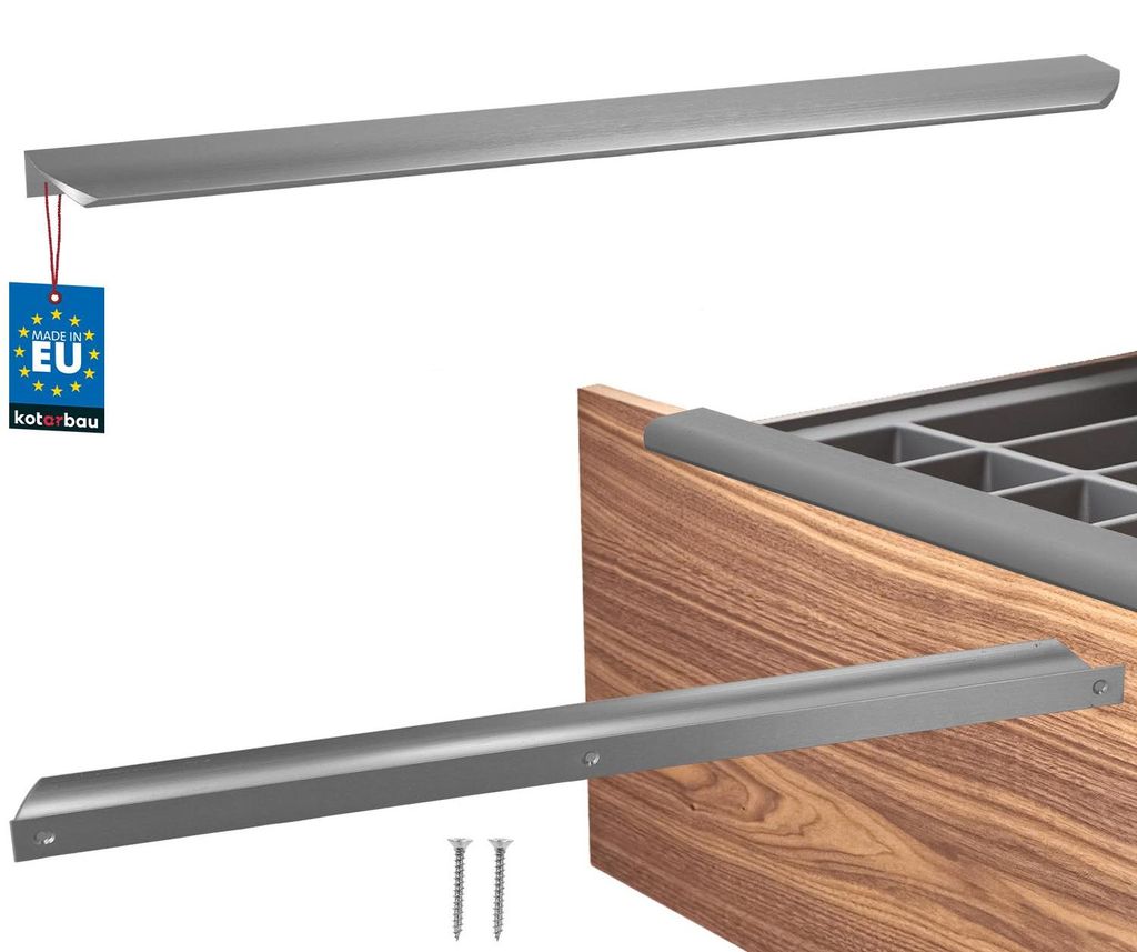 KOTARBAU Möbelgriff Schrankgriffe 436 mm Silber Matt ZnAl Hinterschraubgriffe Kantengriff Schubladengriffe Küche Modern