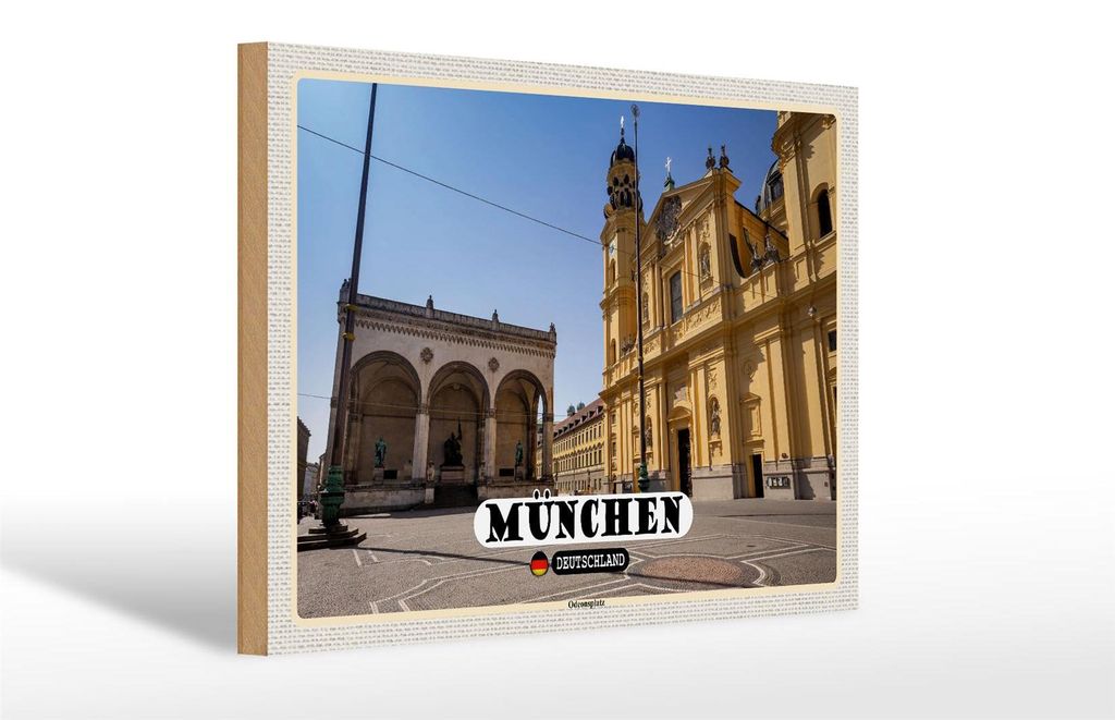 Holzschild Städte München Odeonsplatz Skulptur 30x20cm