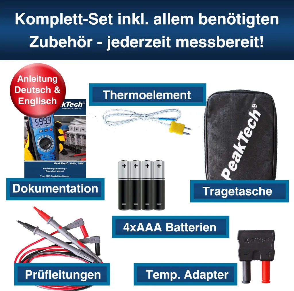 Multimètre PeakTech P3349 pour Maintenance Électrique et Dépannage 600V - 10