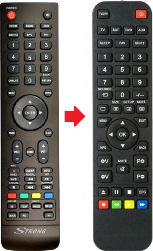 Ersatz Fernbedienung für Strong TV SRT55FX4003 | SRT65FX4003