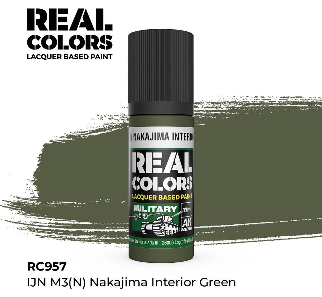 AK Interactive REAL COLORS Ijn M3 (N) Nakajima Interior Green 17 ml.