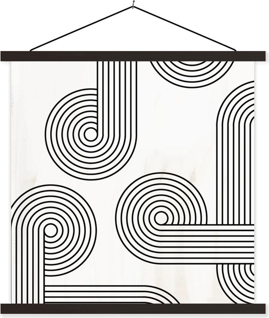 MuchoWow Textilposter Kunst - Abstrakt - Kreis 90x90 cm mit schwarzem Rahmen - Magnetisches