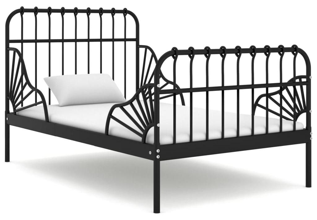 vidaXL Ausziehbett Schwarz Metall 80x130/200 cm
