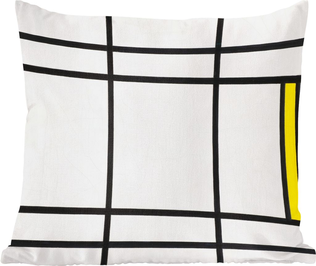 MuchoWow Zierkissen Sofakissen Wohnzimmer Dekokissen 45x45 cm Komposition in Weiß, Rot und Gelb - Piet Mondrian - Schlafpolster - Polster für d...