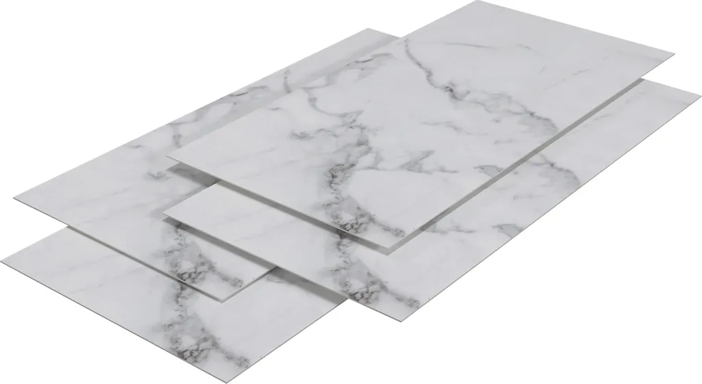 Habillage mural pour douche marbre blanc 120x60cm - Pack rénovation 4 pcs