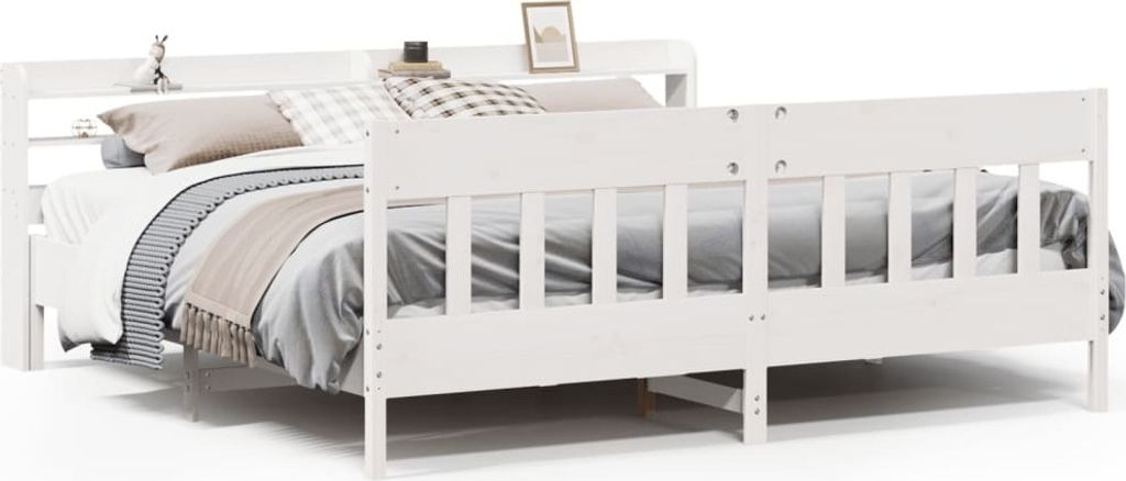 vidaXL Massivholzbett ohne Matratze Weiß 200x200 cm Kiefernholz