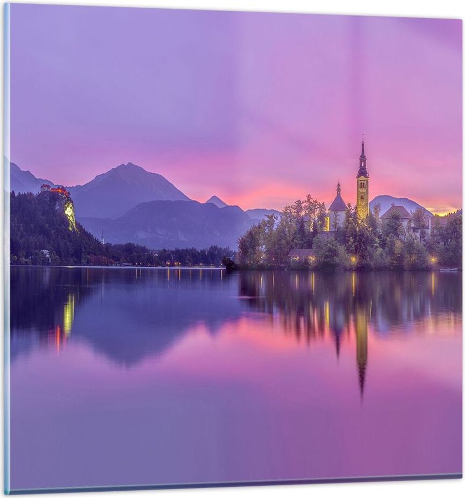 Bilder auf glas - Landschaft Berg See Kirche - 30x30cm - Produktbild 