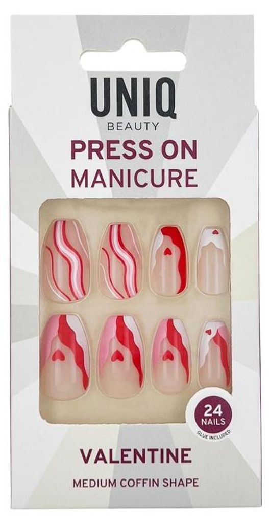UNIQ Press On Nails Valentine Kunstnägel Set mit Kleber 24 Stück