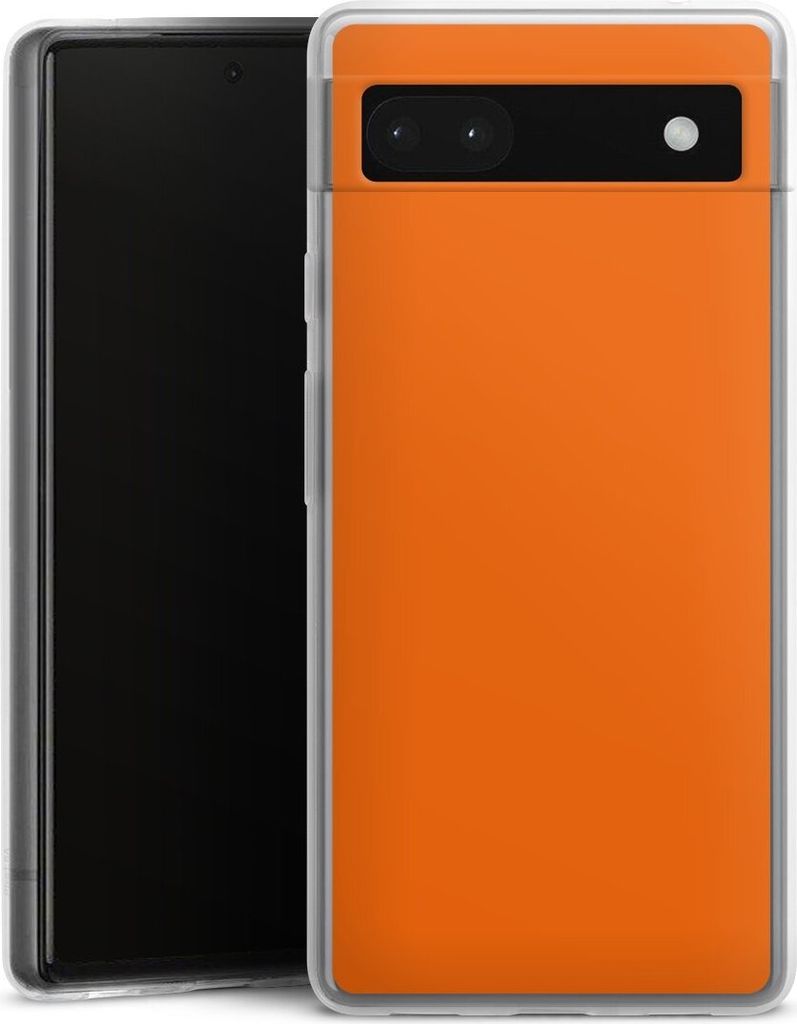 DeinDesign Slim Hülle für Google Pixel 6a Silikon Case Ultra Dünn Handyhülle Farbe einfarbig orange