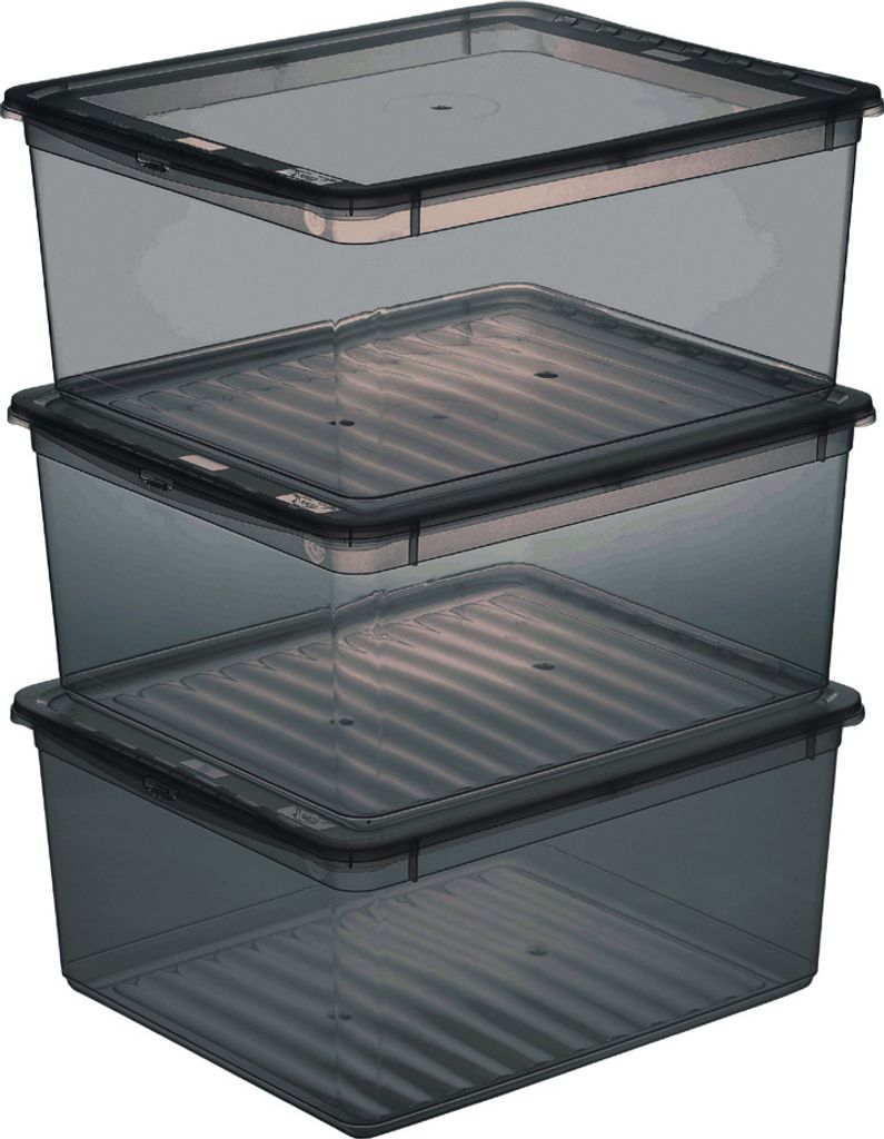 keeeper Aufbewahrungsboxen-Set "bea" 3x 18 L crystal-grey Produktbild 