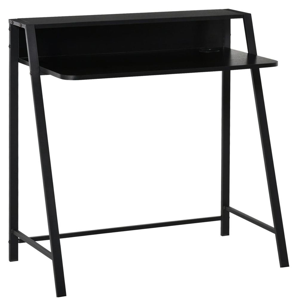 Computertisch Stilvoller Schreibtisch Mit Ablage & Kabelmanagement, Metall, Schwarz, 84X45X85Cm