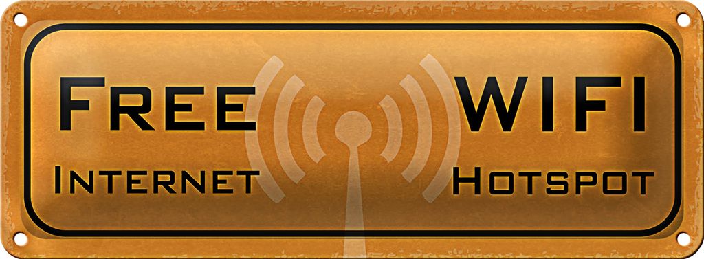 Blechschild Hinweis 27x10cm free Internet WIFI Hotspot Dekoration