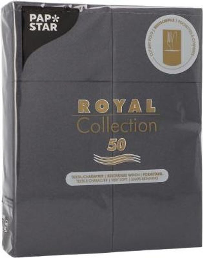 300 Servietten "ROYAL Collection" 40 cm x 30 cm schwarz mit Besteckfalz