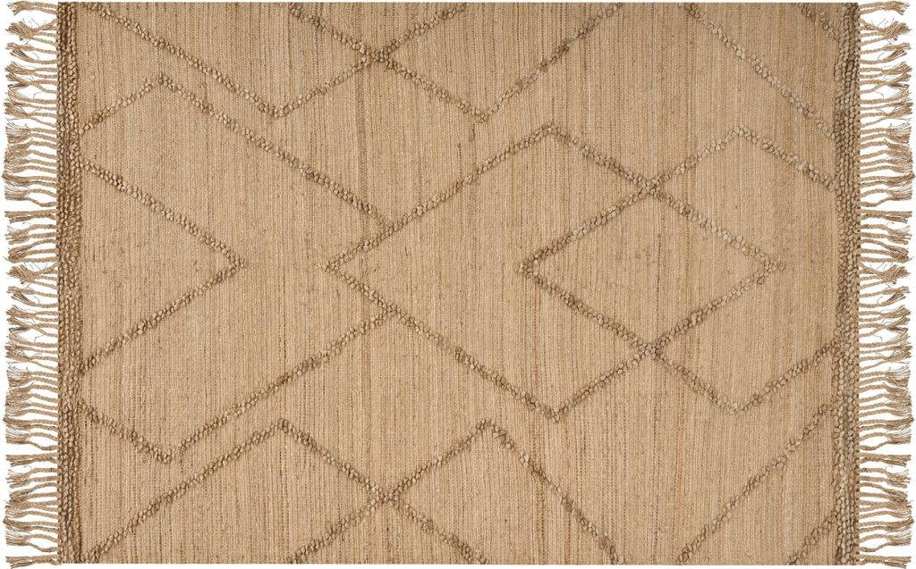 BELIANI Teppich Beige Jute Rechteckig 200 x 300 cm Geometrisches Muster Handgewebt Boho Modern Kurzhaar für Fußbodenheizung Wohnzimmer Ausstattung