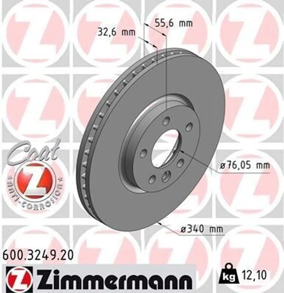 Disque de frein Coat Z Zimmermann 600.3249.20 - Protection anticorrosion T5