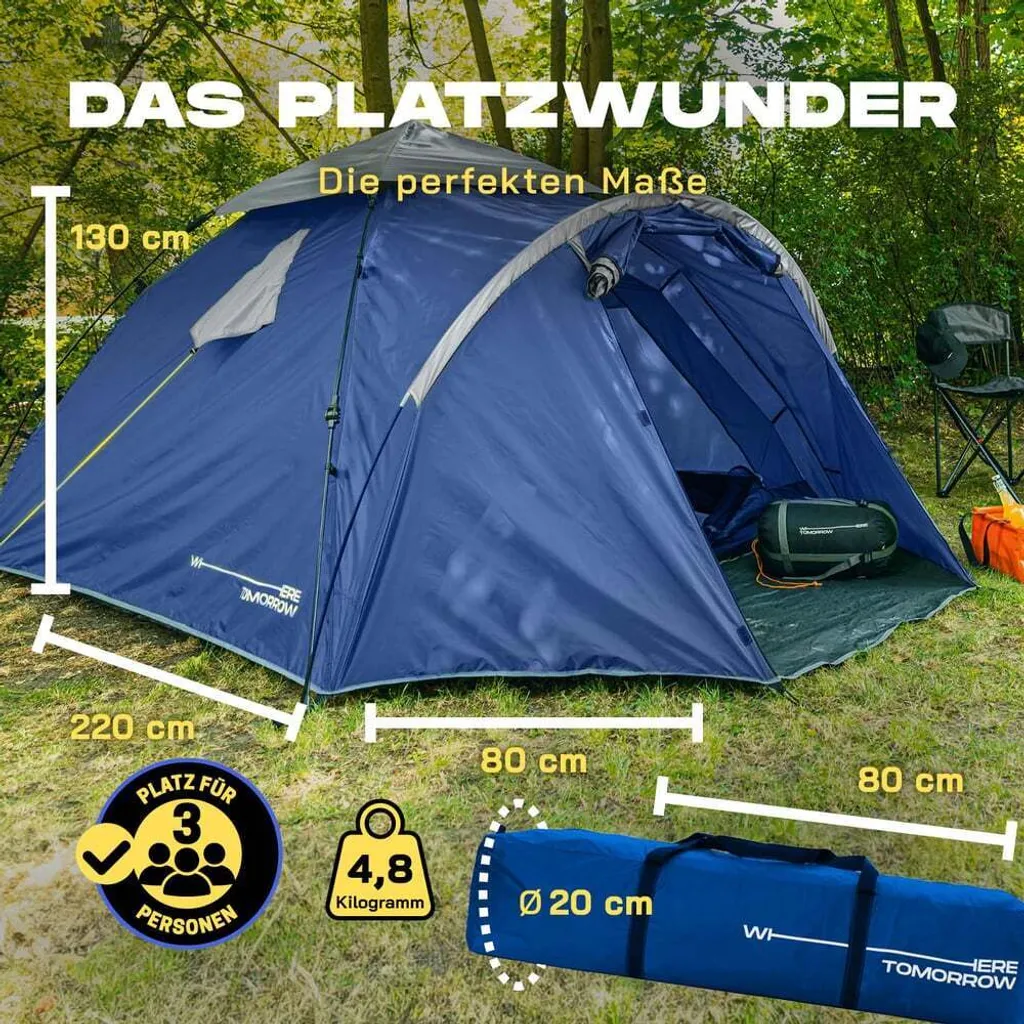 Tente Familiale 4 Personnes Imperméable Format Pop Up Camping et Voyage