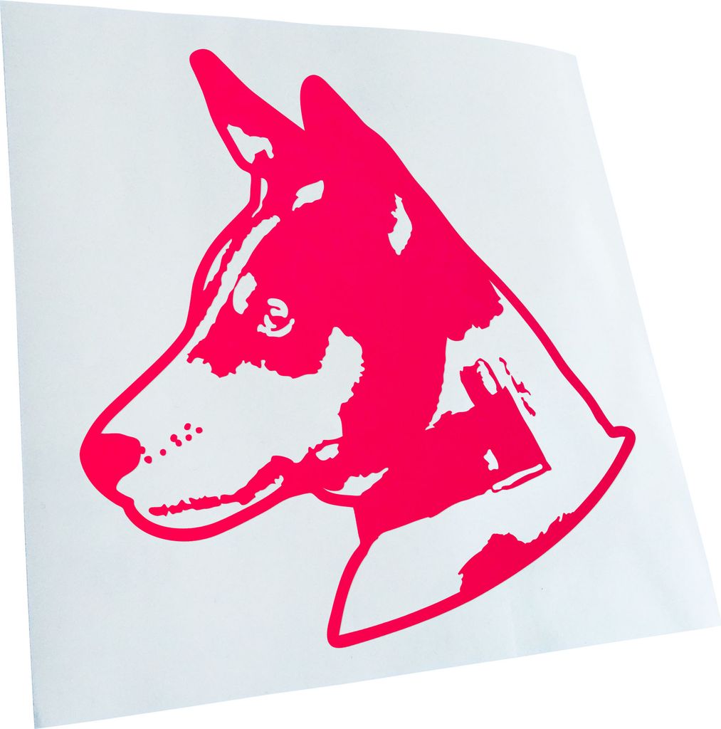 Kiwistar - Autoaufkleber - Basenji Hund - Neonpink - 30x27cm - Aufkleber für Auto, Laptop, Fahrrad, LKW, Motorrad mehrfarbig JDM Decal Racing
