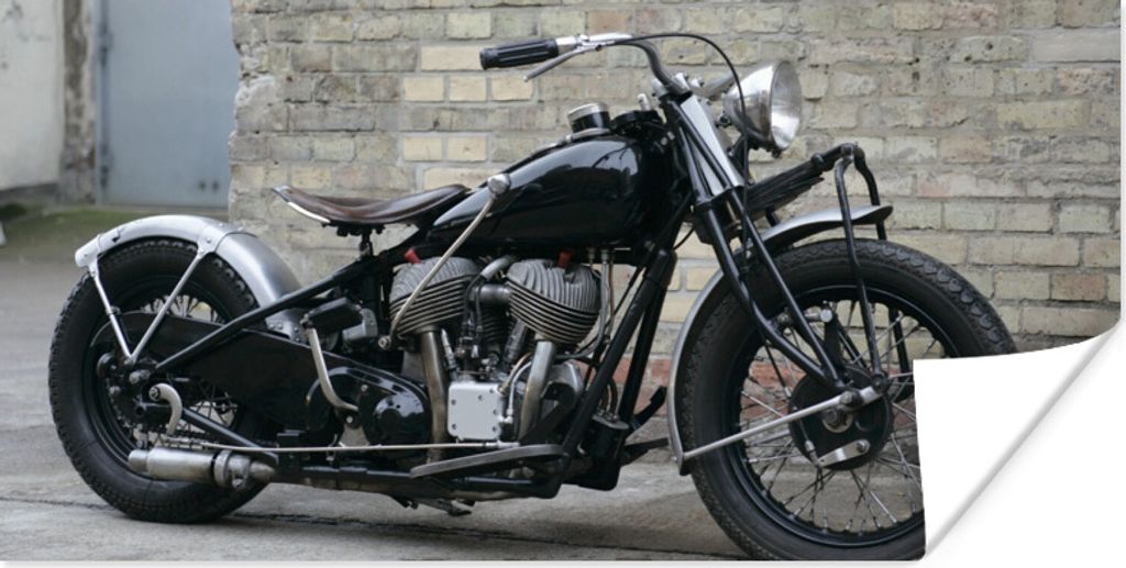 MuchoWow Poster Seitenansicht eines antiken Motorrads 150x75 cm - ohne Rahmen