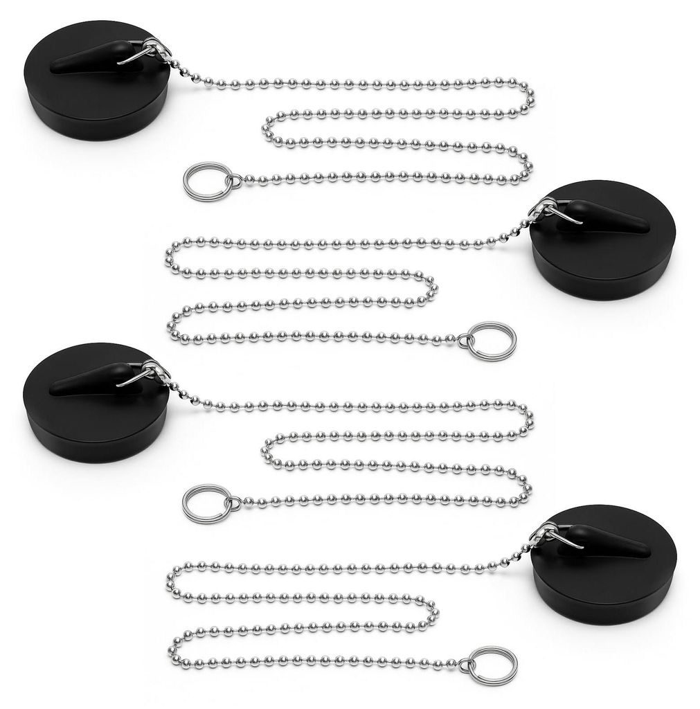 2-teiliges Set Abflussstopfen für Spülbecken, Gummistopfen (Größe 41 mm bis 43 mm), Badewannenstopfen mit Kette, universeller Badewannenstopfen...