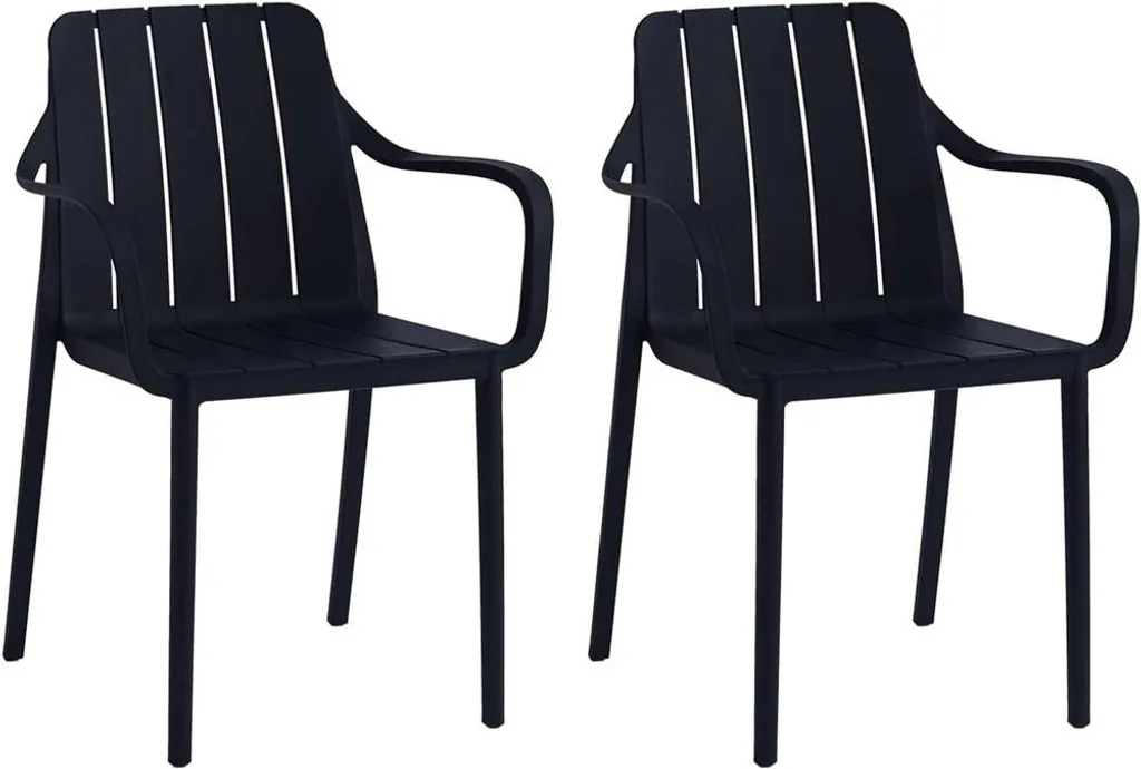 Set 2 Sedie Salvaspazio VORTIVO per Balcone e Terrazza - Nero Portata 200kg