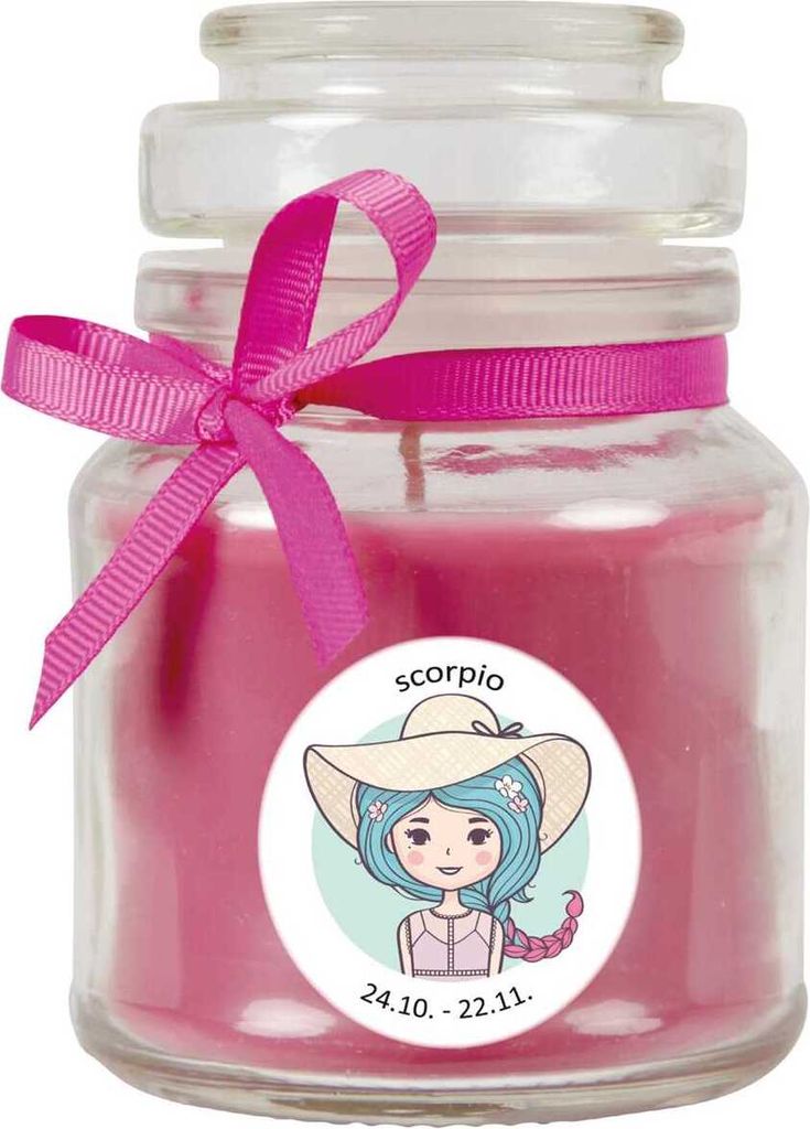 HS Candle "Sternzeichen" Duftkerze Lavendel im Bonbonglas ( Skorpion ) - viele Motive zur Auswahl, 120g - Brenndauer bis zu 30 Std - Scorpio
