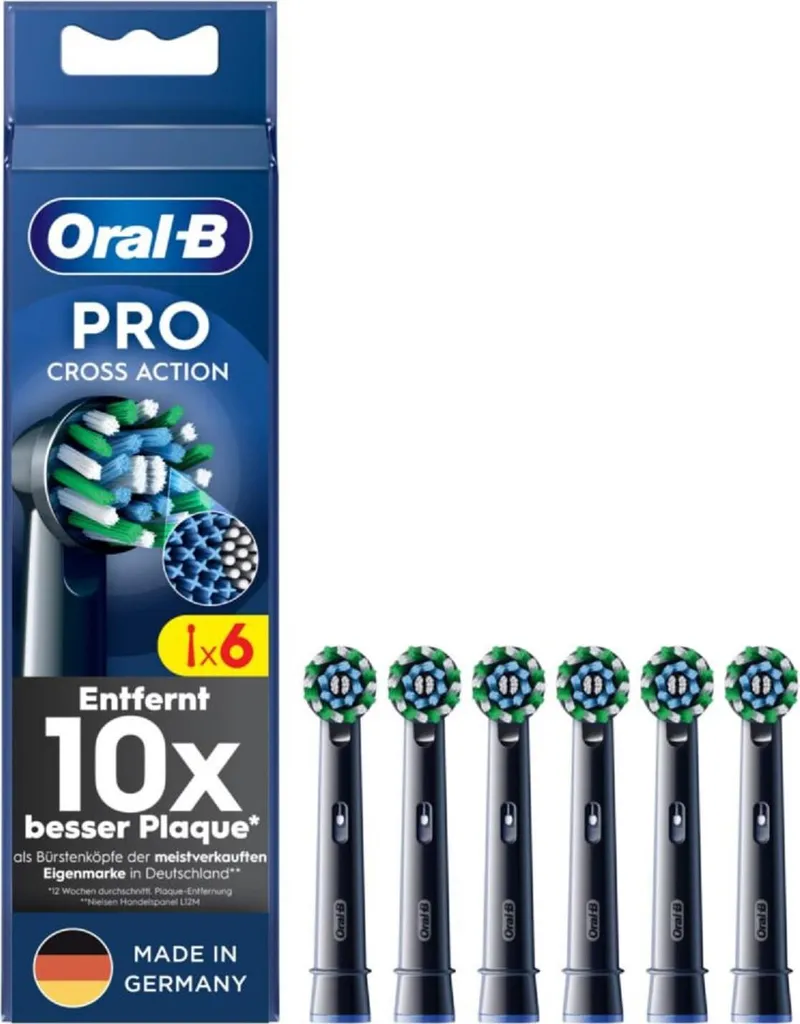 6 Brossettes noires Oral-B ProCrossAction - Hygiène maximale CleanMaximizer - 24