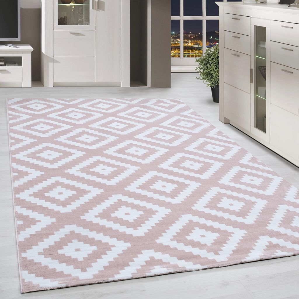 Homebyhome Modern Designer Teppich Wohnzimmer Trendmuster, Kurzflor Teppich Rechteckig Weich und Pflegeleicht Grösse 200x290 cm