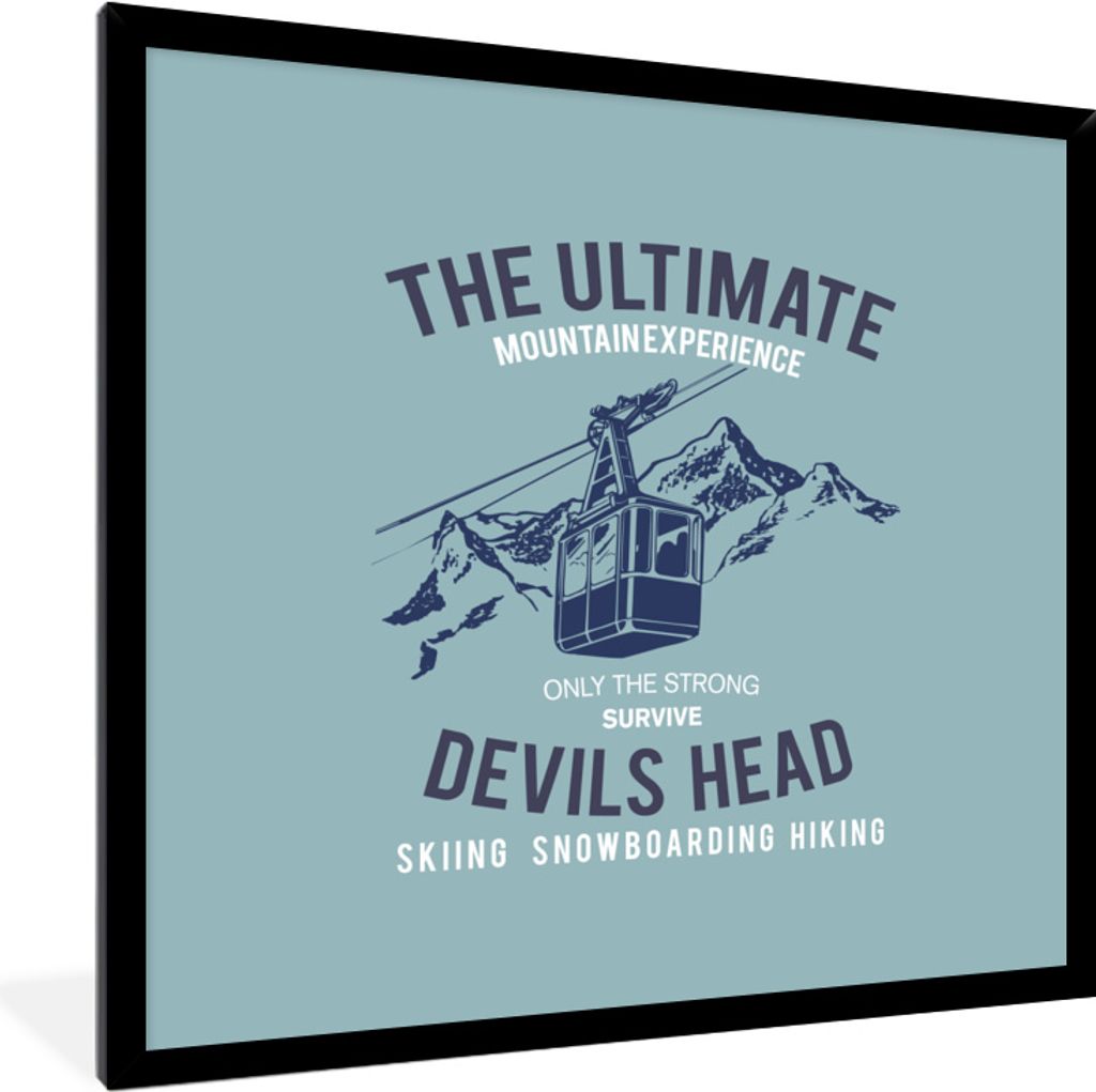 MuchoWow MuchoWow Gerahmtes Poster Jahrgang - Ski - Berg 40x40 cm - Poster mit zchwarzem Bilderrahmen - Mit Rahmen - Wanddekoration Schlafzimmer