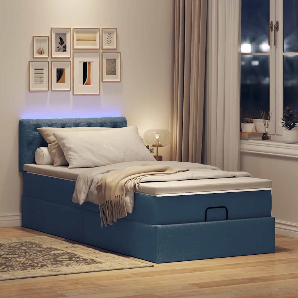 Möbel Ottoman-Bett mit Matratze Blau 90x200 cm Stoff - Klassische Betten 3312366