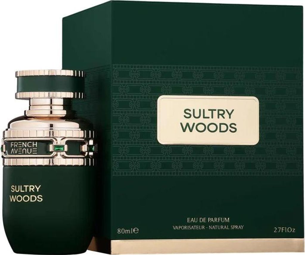 A perfume bottle and its box are displayed against a white background.