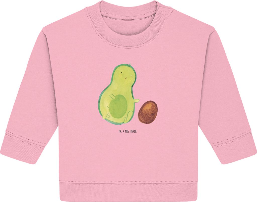 Mr. & Mrs. Panda Organic Baby Pullover Avocado Kern rollt 24. - 36. Monat - Baumwolle Pink - Geschenk, Avocados, Love, Geburt, Säugling, Geburtsta...