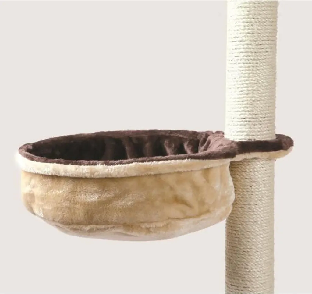 Albero tiragraffi con lettino comfort, Ø 38 cm, peluche, struttura in metallo, beige e marrone, fino a 4,5 kg