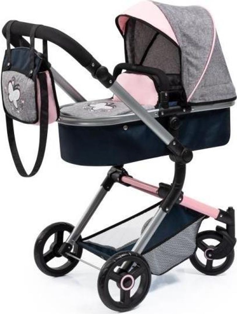 Carrozzina per bambole combinata Vario grigio/rosa con Immagine del prodotto 