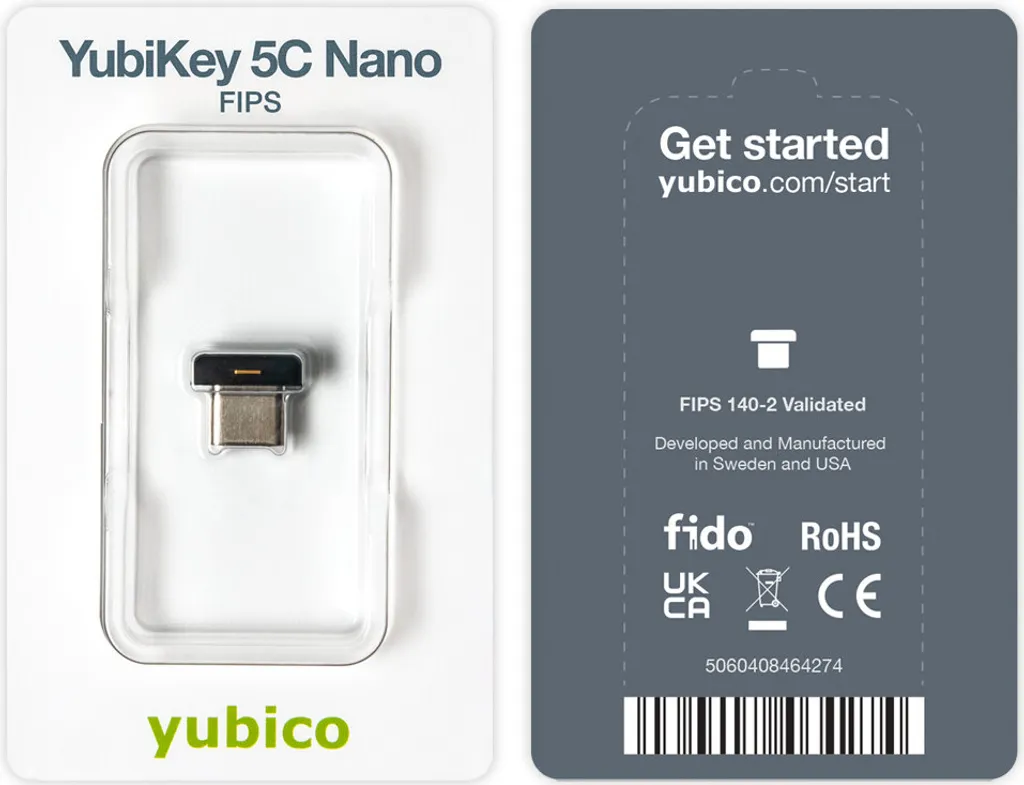 Yubico YubiKey 5C Nano FIPS Clé de Sécurité USB-C pour Authentification