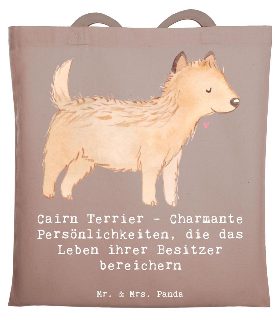 Mr. & Mrs. Panda Schultasche Cairn Terrier - Braun Pastell - Geschenk, Abenteuer, Leben bereichern, stofftasche baumwolle, Jutebeutel, Tasche, Spie...