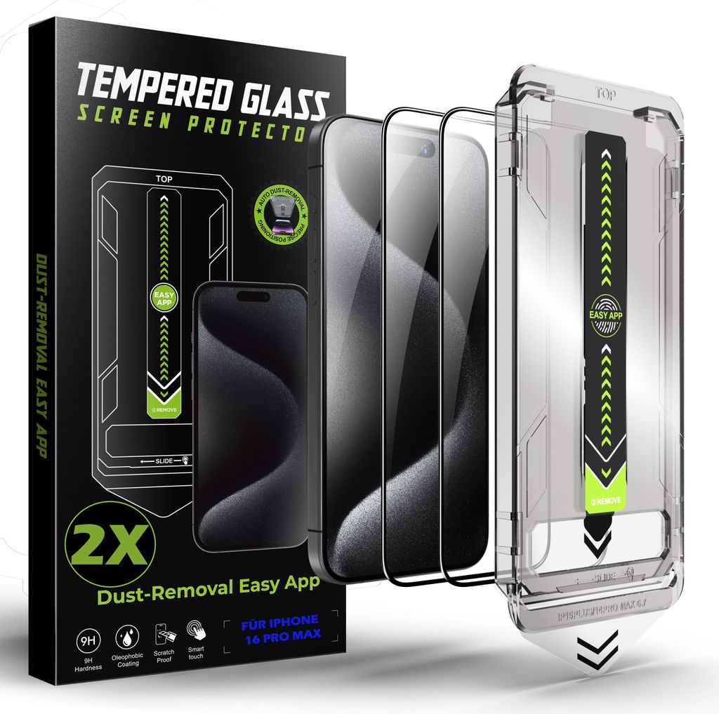 Sudoxx Für iPhone 16 Pro Max Für Panzerglas, Premium Panzerfolie 2 Stücke 9H, Anti Kratzer Schutzfolie, Splitterfest, Anti-Bläschen, Für Panze...