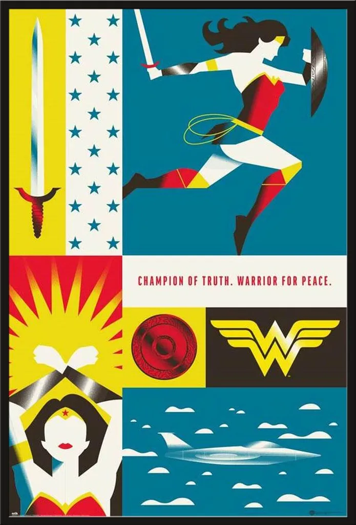 Cadre Mural Shinsuke avec Poster Wonder Woman Warner Bros 100ème Anniversaire