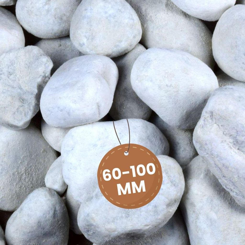Kieselsteine Garten Zierkies Weiß 60-100 mm 25 kg Aquarium Produktbild 