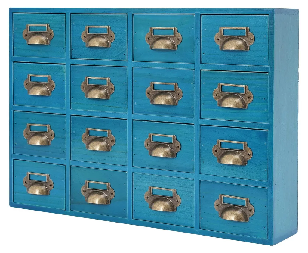 Organiseur de sous-vêtements et cravates 16 cases bois bleu nuit
