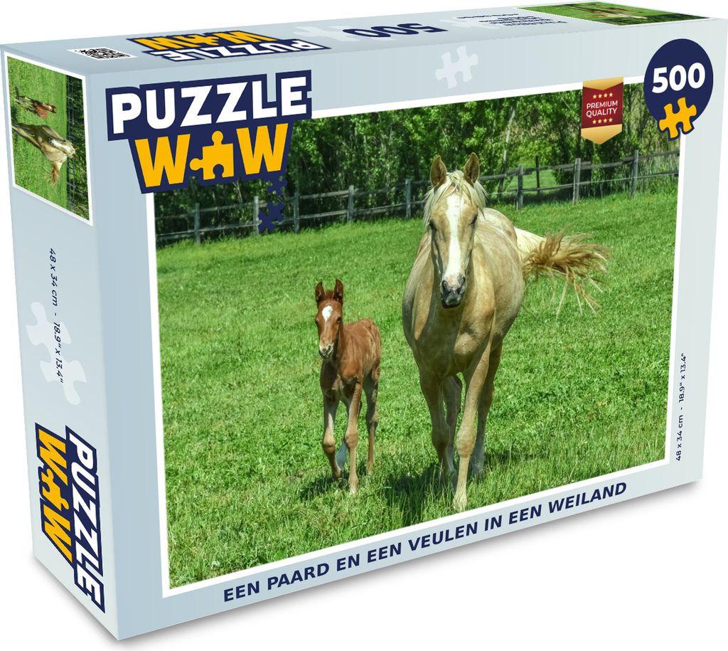 MuchoWow Puzzle 500 Teile Pferd - Fohlen - Tiere - 500 Teile - Kinder - Selberbauen - Puzzlespiele