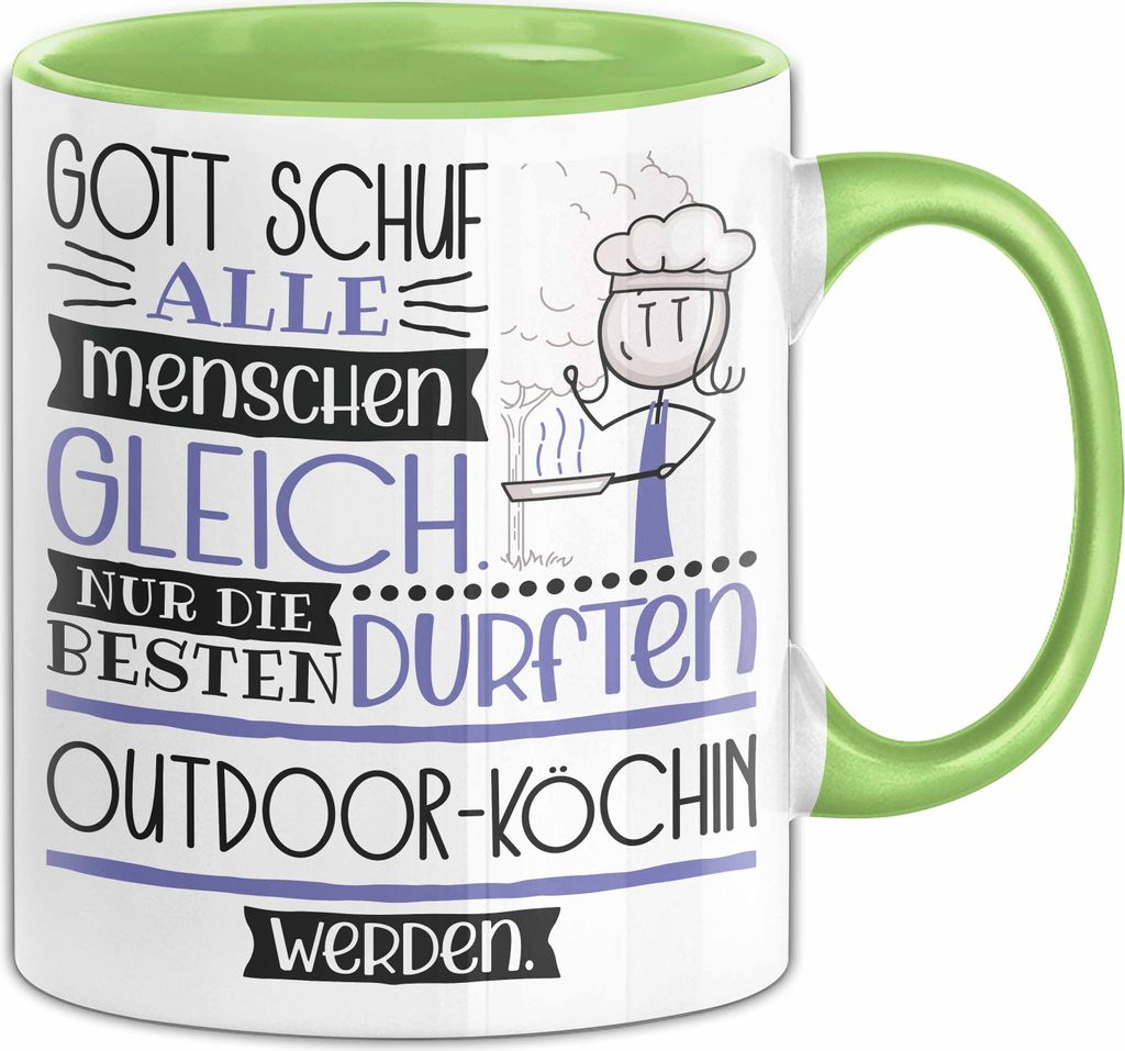 Outdoor-Köchin Geschenk Becher Tasse Gott Schuf Alle Menschen Gleich Nur Die Besten Durfeten Outdoor-Köchin Werden Geschenkidee Lustig (Grün)