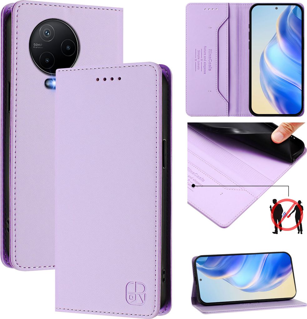 Lederhülle für Infinix Note 12 (2023)/Note 12 Pro 4G Hülle Flip Brieftasche Kartenfächern Ständer Schutzhülle Violett