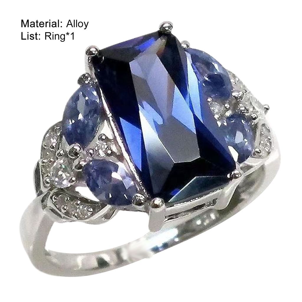 Breite, exquisite Verarbeitung, Damen-Ring, Legierung, Kunststein, Strass, Ehering, Schmuckzubehör-Blau,US 6
