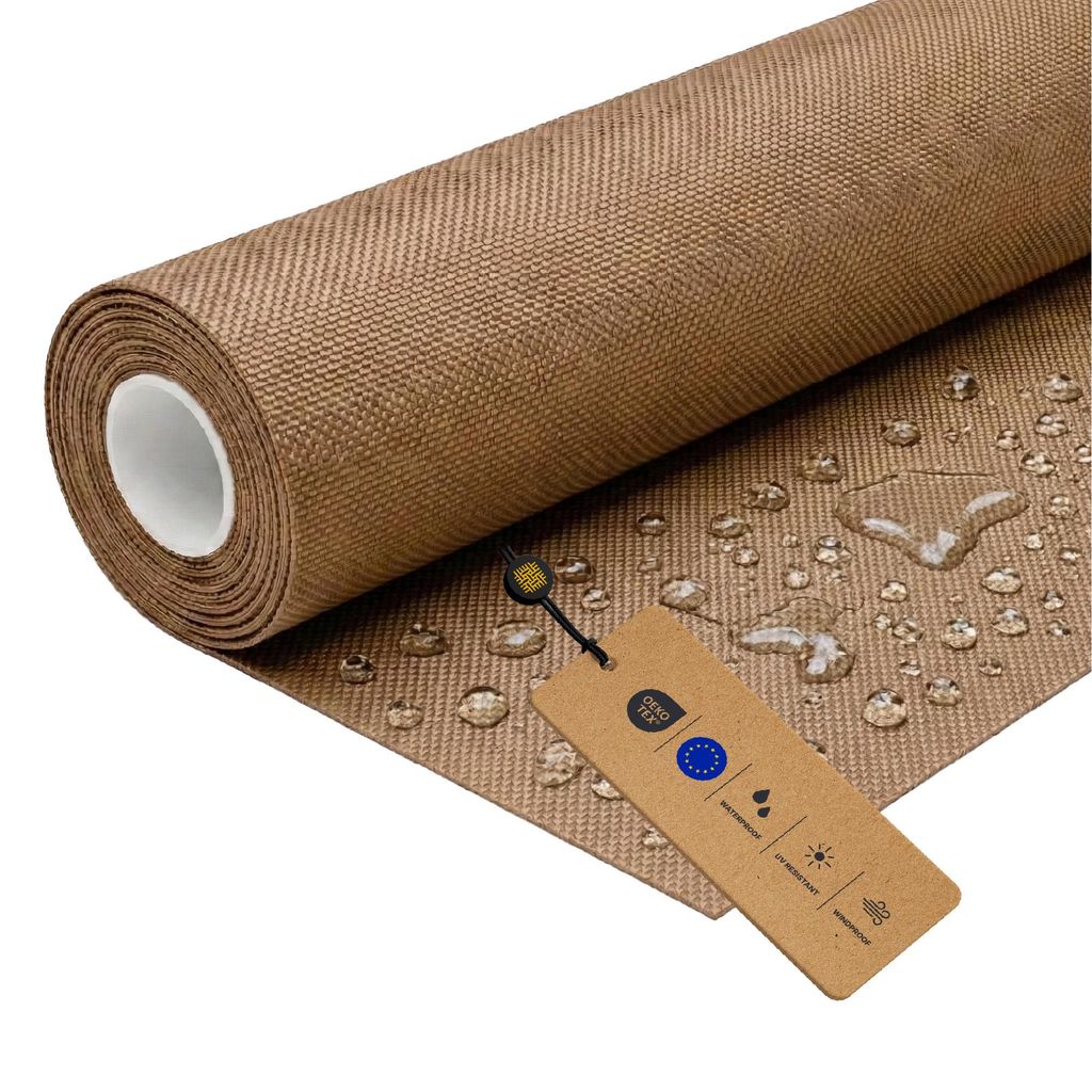LOMIQ Polyesterstoff Wasserdicht, 100x150 cm, Beige, 366 g/m2, Meterware Stoff Outdoor, Reißfest & Pflegeleicht, Material für Markisenstoff, Sege...
